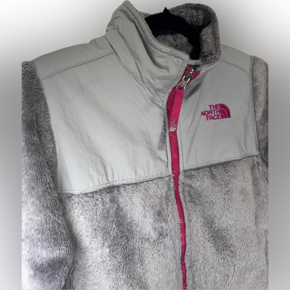 The North Face Youth Large Fleece Pullover Jacket Pink/Gray - Picture 3 of 15